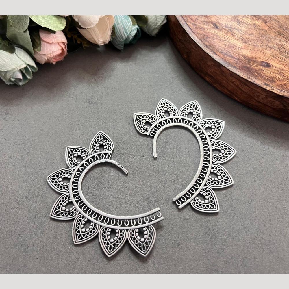 Hira Collections Unique Oxidised Earcuffs Antique Earrings for Traditional & Cultural Occasions