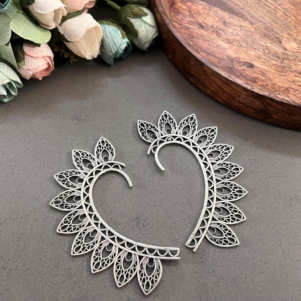 Hira Collections Intricately Designed Oxidised Earcuffs Stylish & Comfortable Ethnic Jewellery for Women