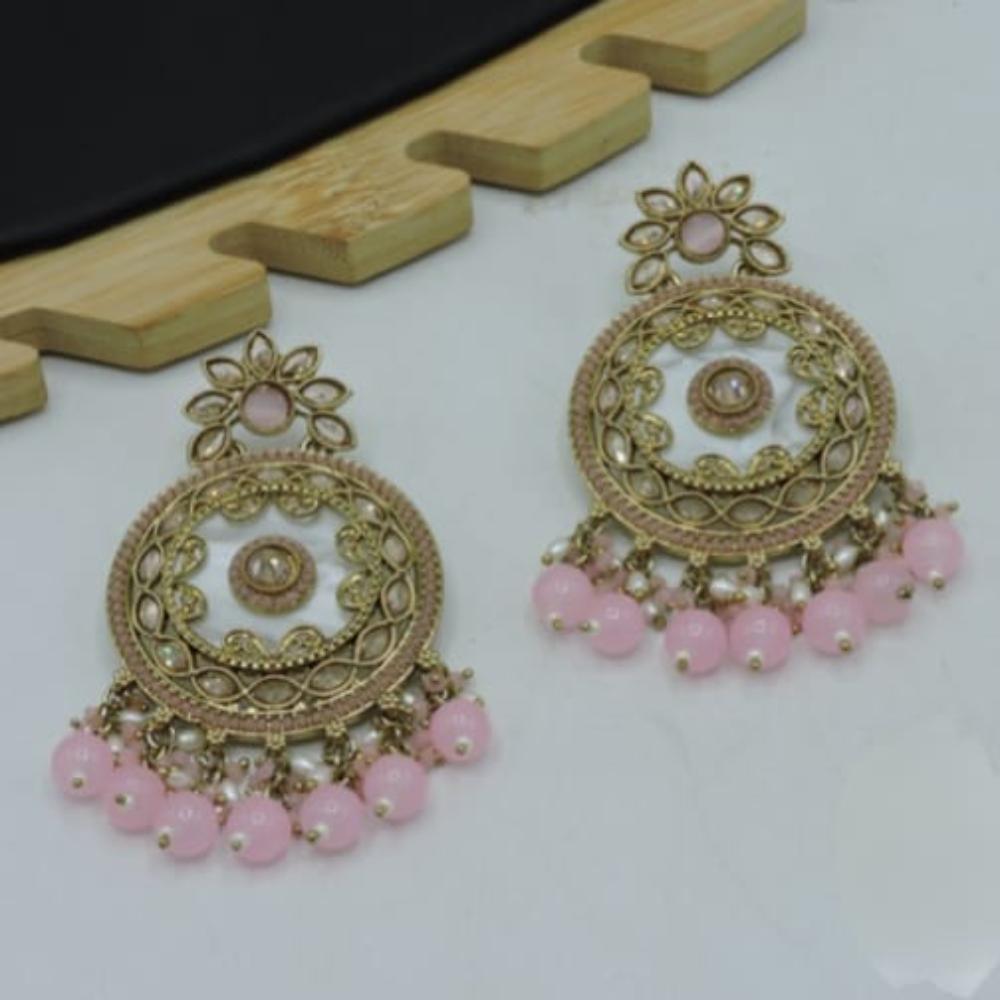 Hira Collections Elegant Crystal and Beads Dangler Earrings for Weddings and Parties