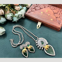 Hira Collections Long Pendant Necklace Set with Nandi Motif for Traditional Look