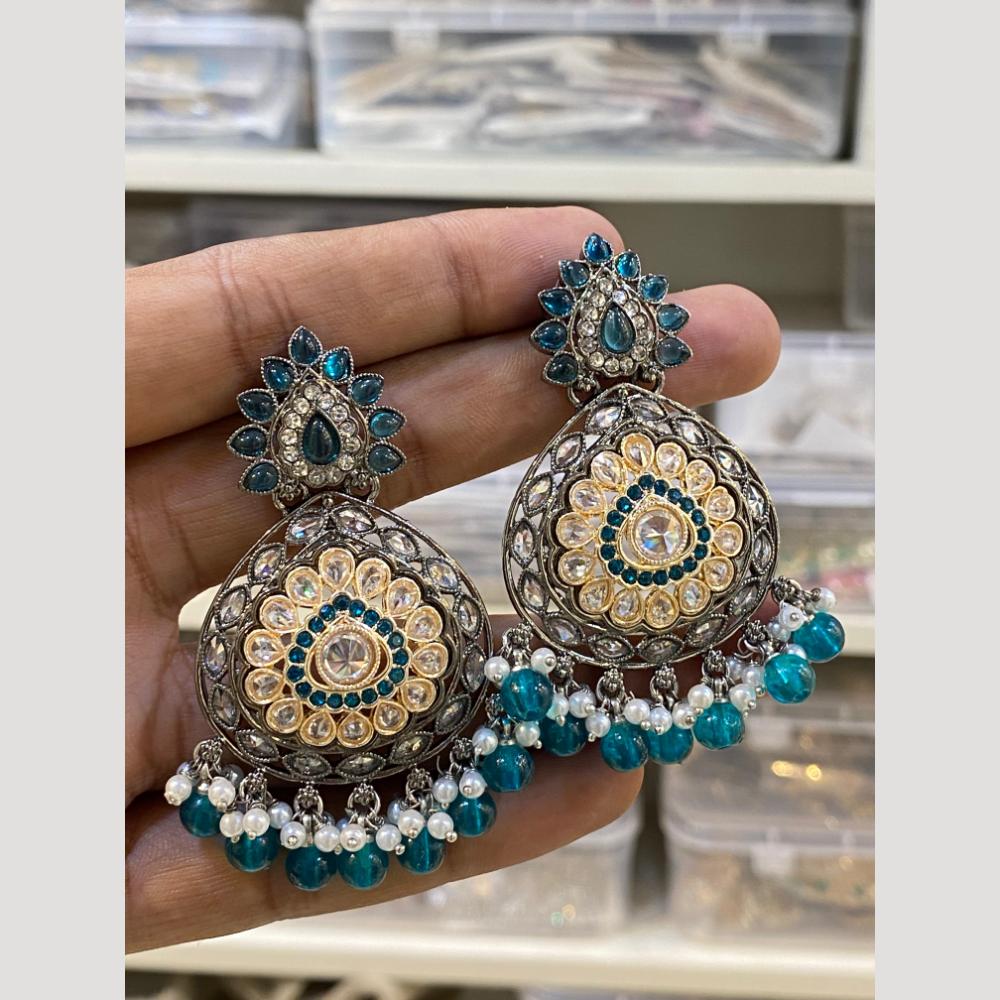 Hira Collections Gold Plated Crystals And Beads Dangler Earrings