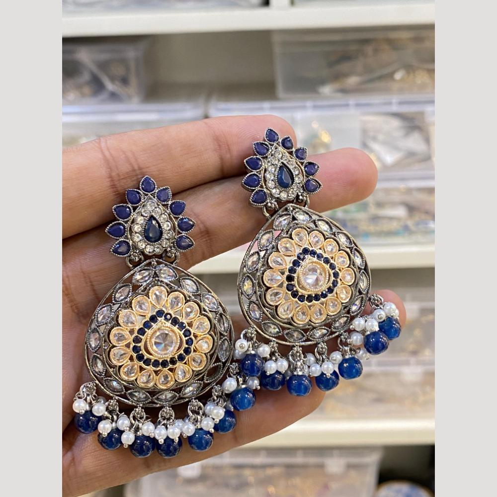 Hira Collections Gold Plated Crystals And Beads Dangler Earrings