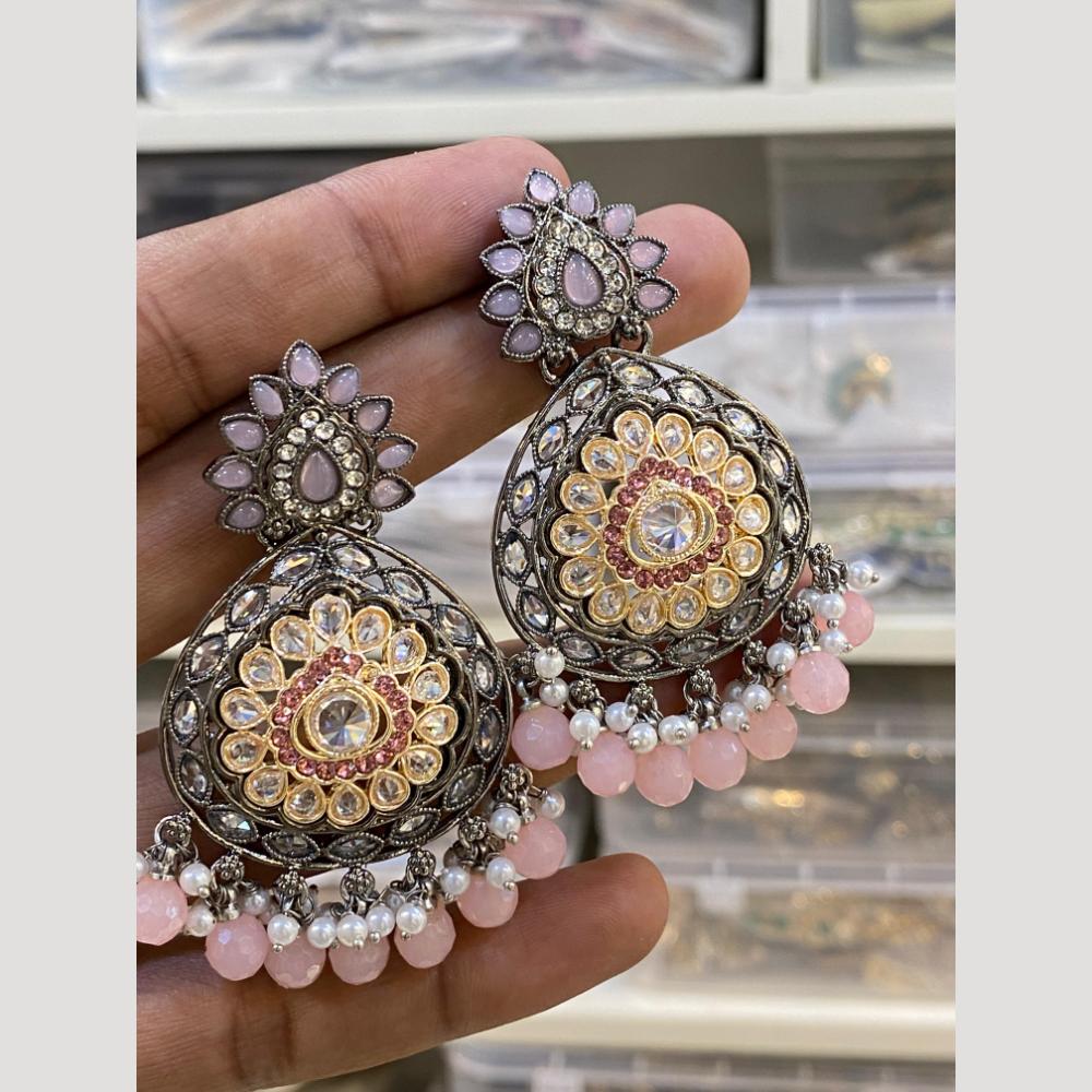 Hira Collections Gold Plated Crystals And Beads Dangler Earrings