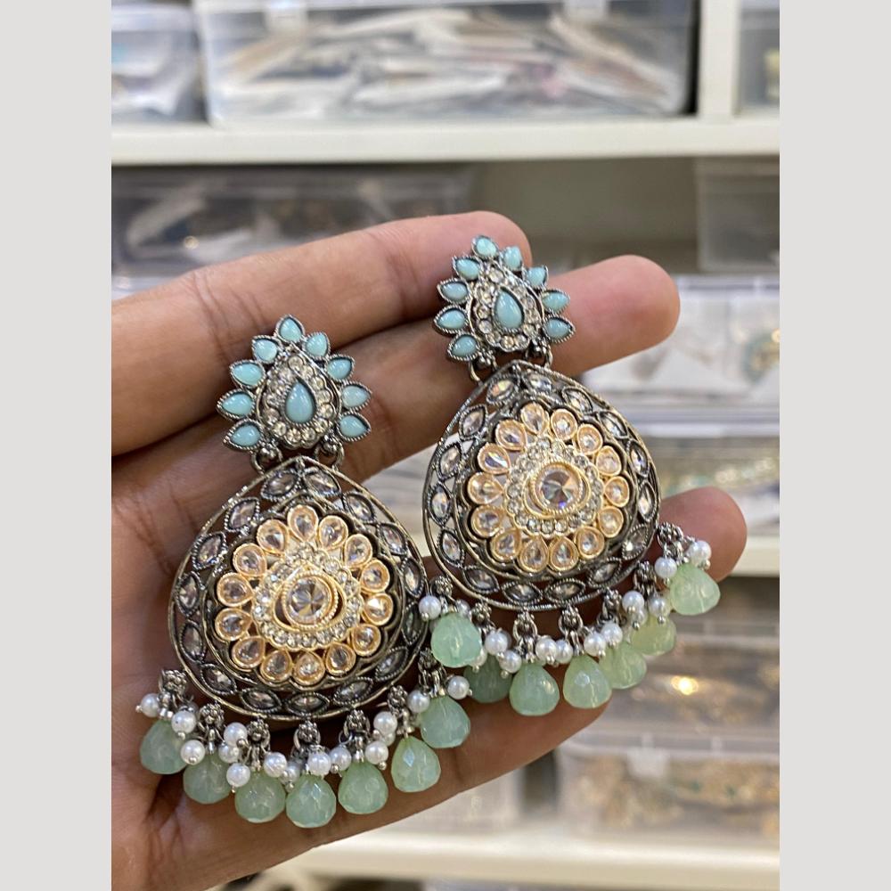 Hira Collections Gold Plated Crystals And Beads Dangler Earrings