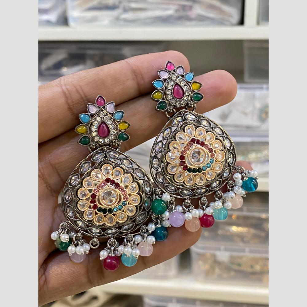 Hira Collections Gold Plated Crystals And Beads Dangler Earrings