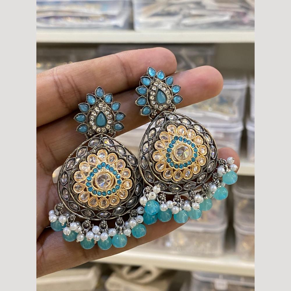 Hira Collections Gold Plated Crystals And Beads Dangler Earrings