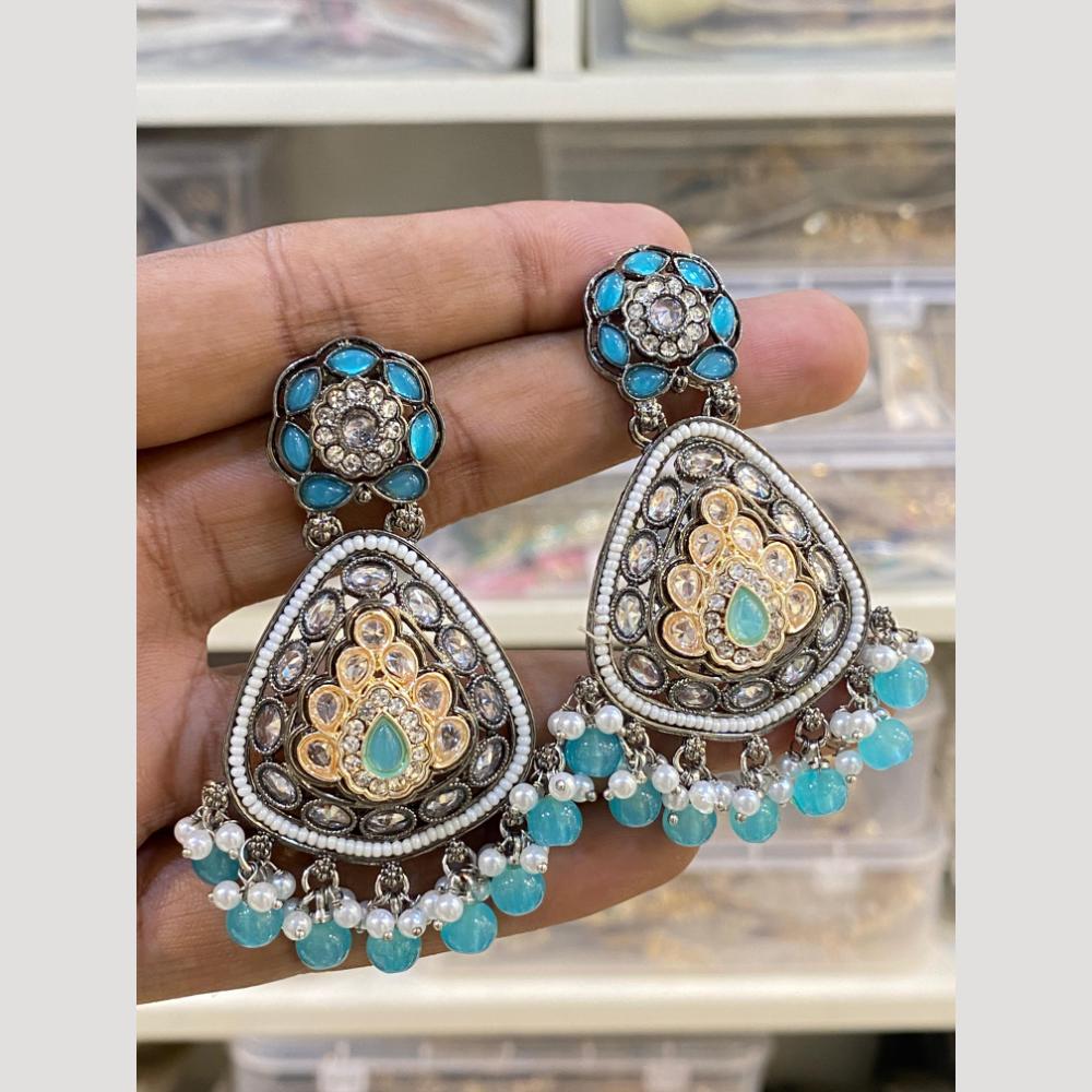 Hira Collections Gold Plated Crystals And Beads Dangler Earrings