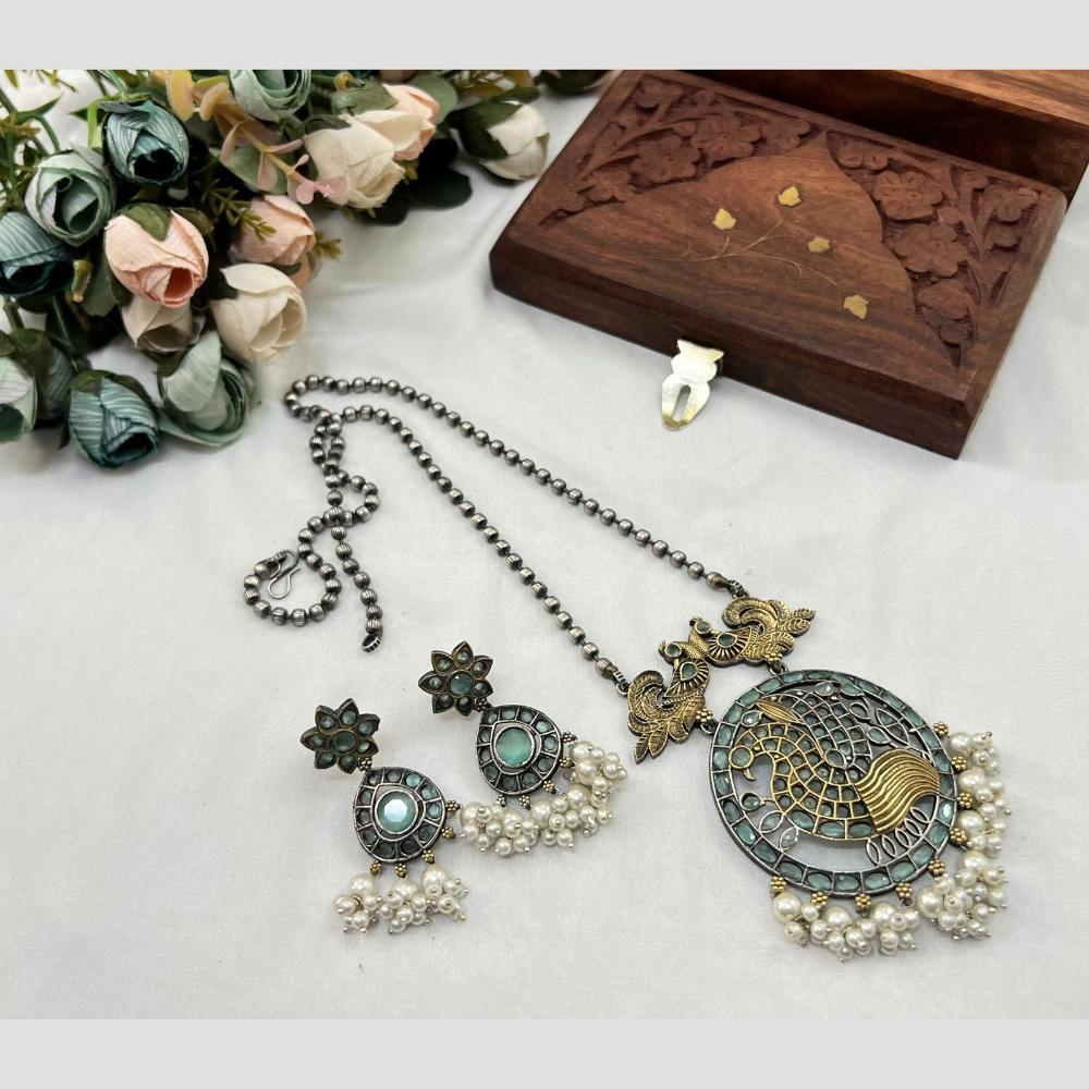 Hira Collections Traditional Long Necklace Set with Monalisa Stones For Special Occassions