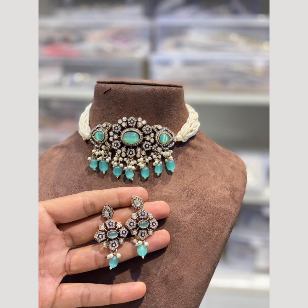 Hira Collections Elegant Kundan And Pearl Choker Necklace Set For Weddings and Festive Wear