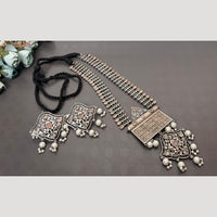 Hira Collections Bold Oxidised Pota Stone Long Necklace Set Perfect Festive Jewelry