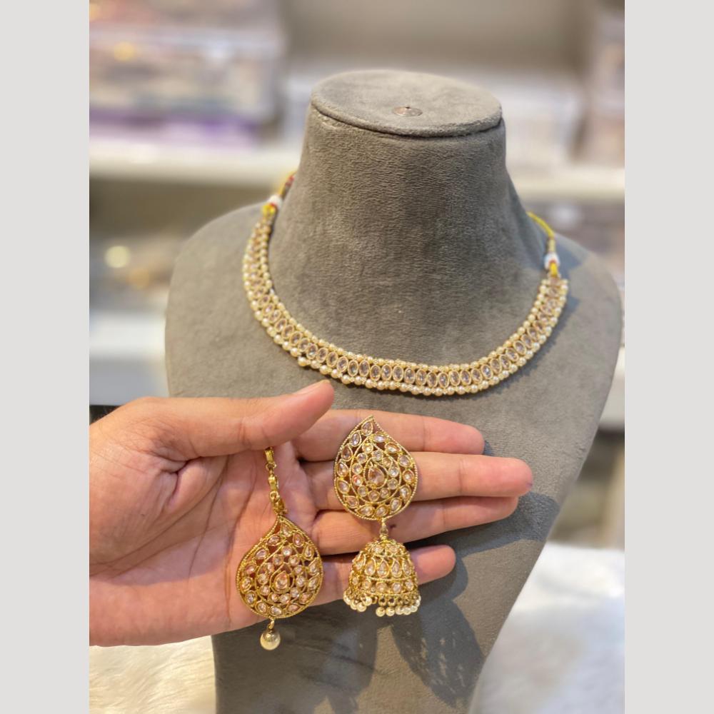 Hira Collections Sparkling Polki Kundan stones Necklace Set For Every Occassion