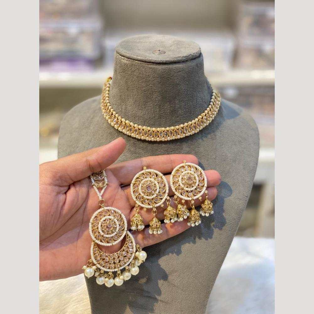 Hira Collections Sparkling Polki Kundan stones Necklace Set For Every Occassion