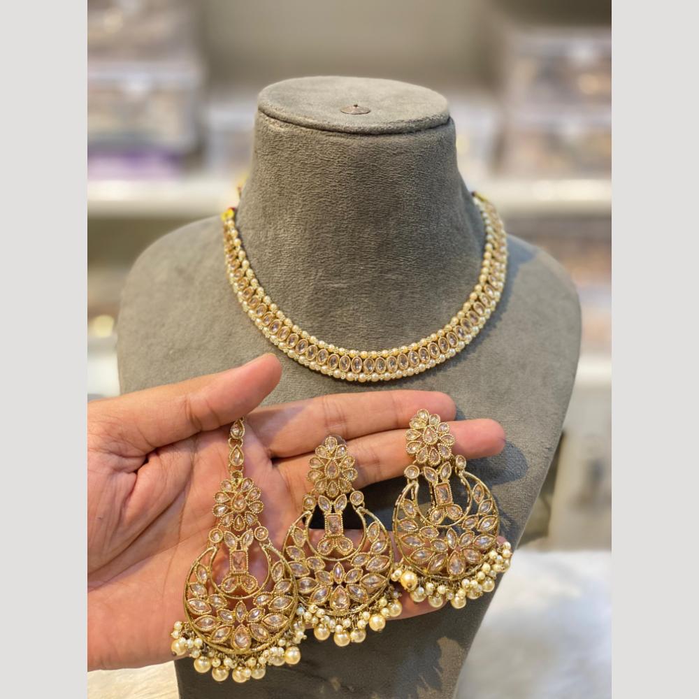 Hira Collections Sparkling Polki Kundan stones Necklace Set For Every Occassion