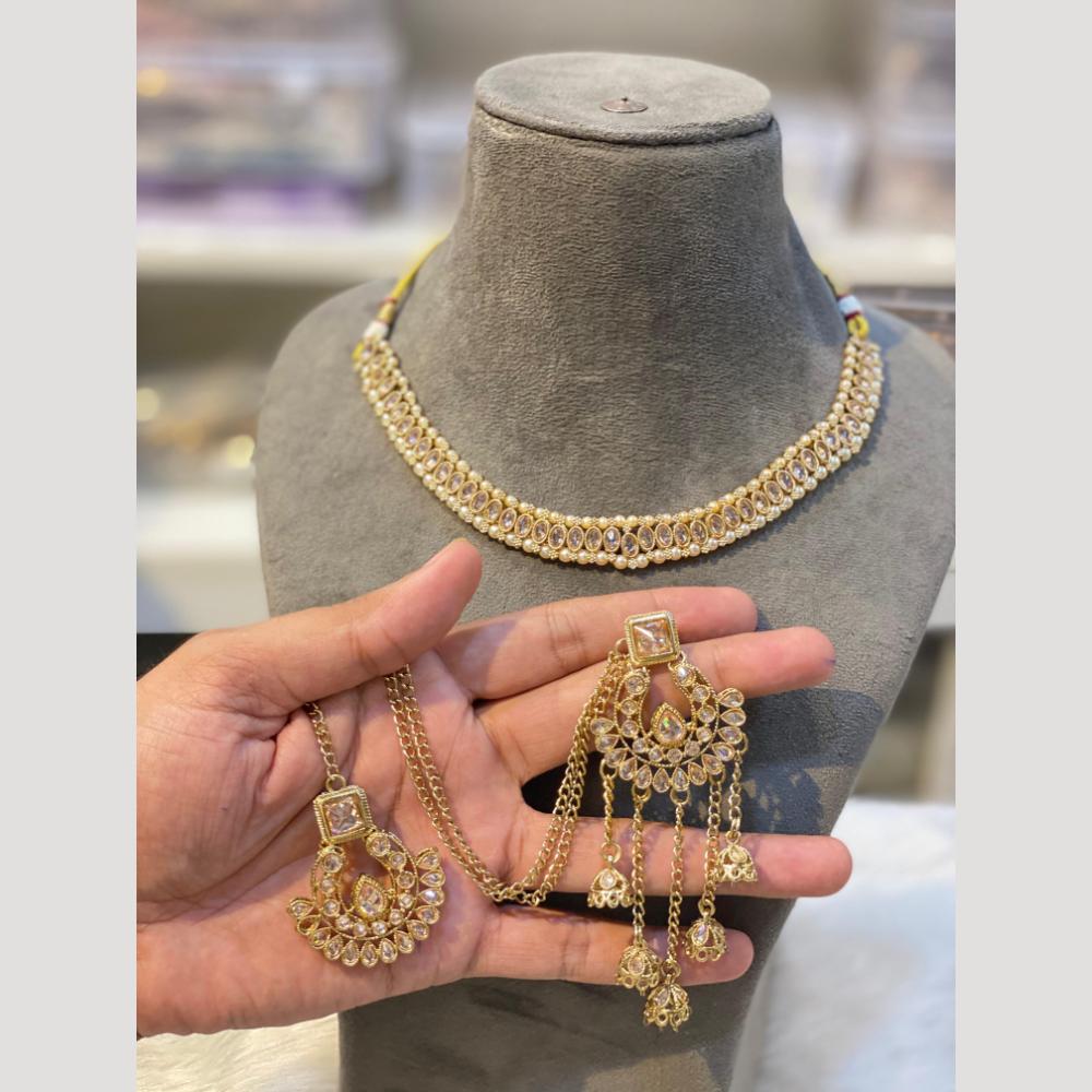 Hira Collections Sparkling Polki Kundan stones Necklace Set For Every Occassion