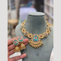 Hira Collections Elegant Pota Stone and Kundan Necklace Set with Timeless Ethnic Charm