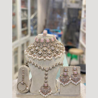 Hira Collections Dazzling Crystal & Beads Semi Bridal Necklace Set