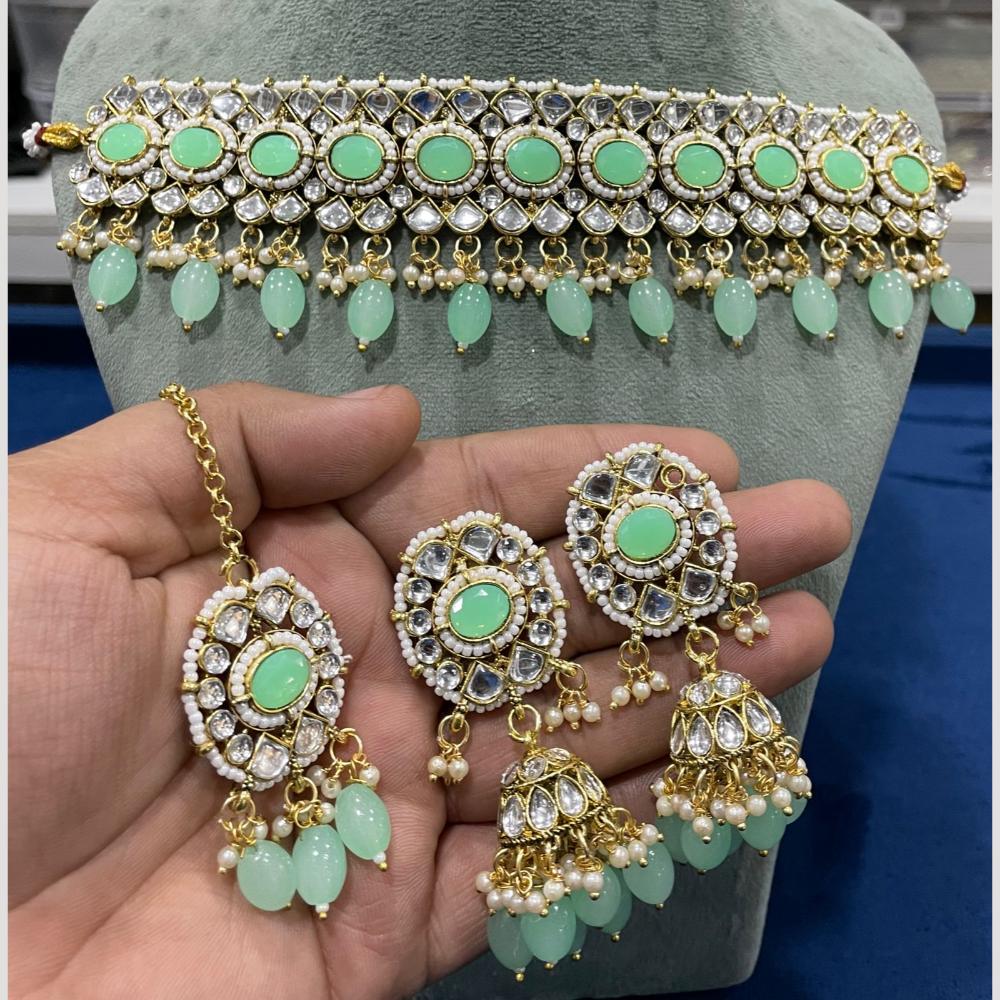 Hira Collections Designer Kundan Stone Pearl And Beaded Choker Set