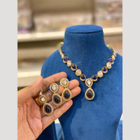 Hira Collections Antique Finish Pota Stone Necklace Set