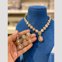Hira Collections Antique Finish Pota Stone Necklace Set