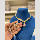 Hira Collections Antique Finish Pota Stone Necklace Set