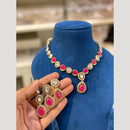 Hira Collections Antique Finish Pota Stone Necklace Set