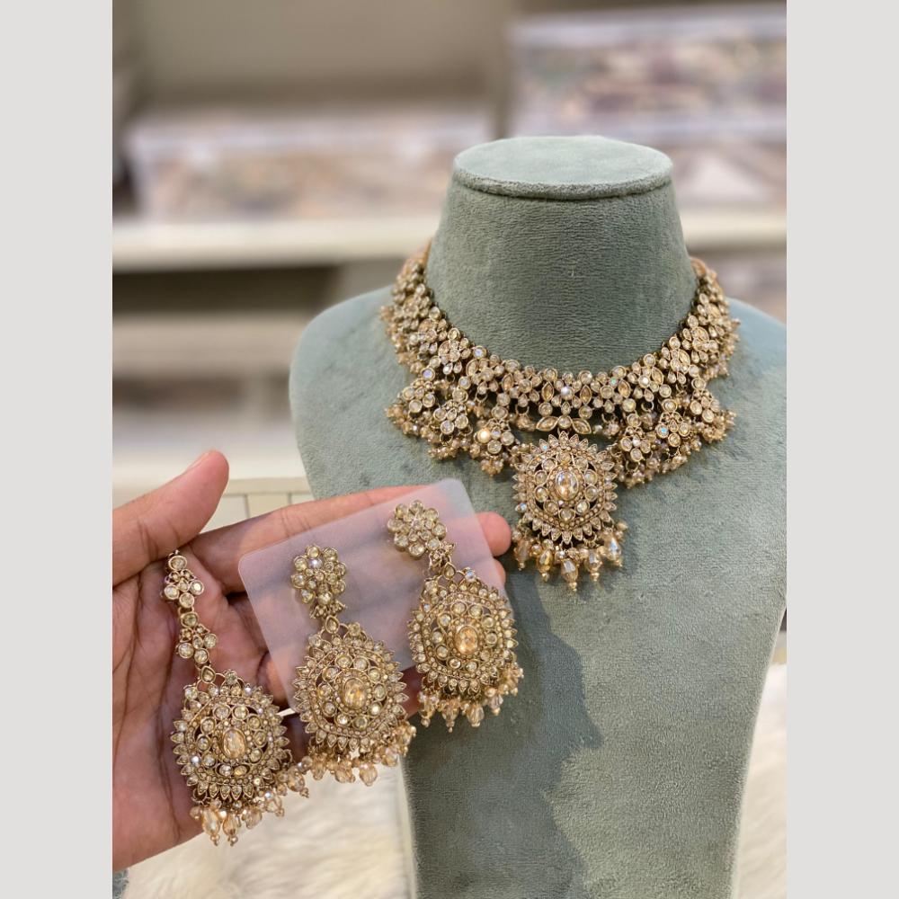 Hira Collections Vintage Style Austrian Stone And Beads Necklace Set