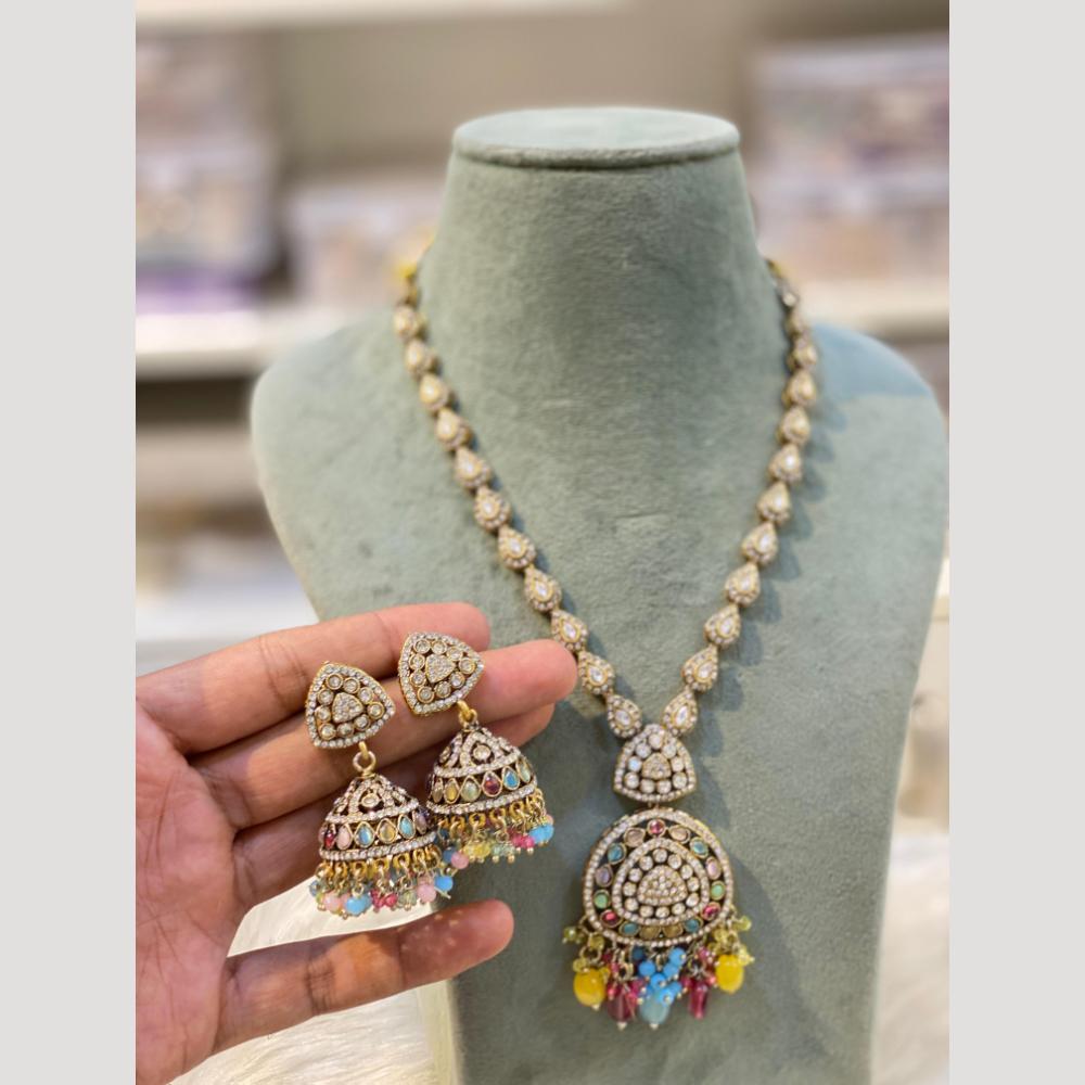 Hira Collections Vintage Style Austrian Stone And Beads Necklace Set