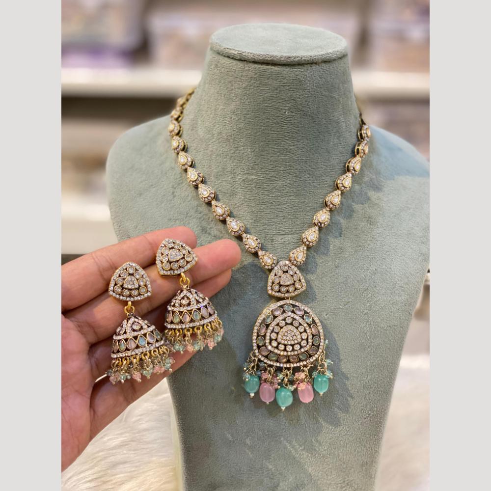 Hira Collections Vintage Style Austrian Stone And Beads Necklace Set