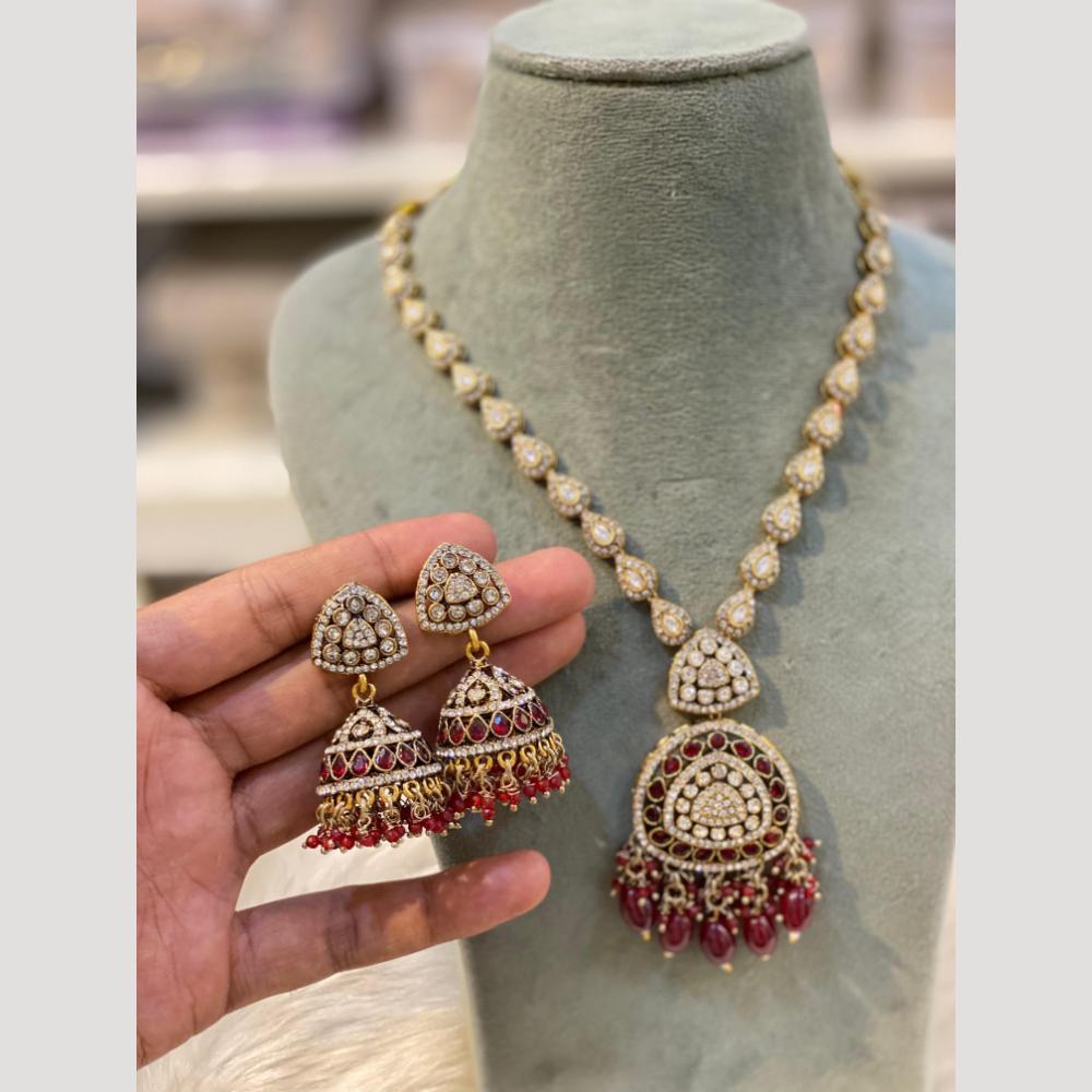Hira Collections Vintage Style Austrian Stone And Beads Necklace Set