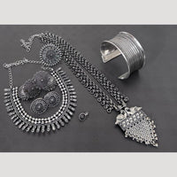 Hira Collections Trendy Oxidised Plated Combo Jewellery Set