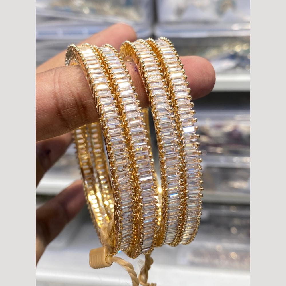 Hira Collections Royal Look Sparkling Crystal Stone Designer Bangles Set