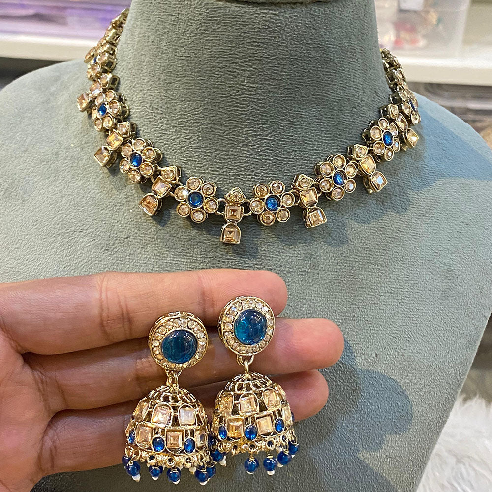 Hira Collection Elegant Crystal Stone and Pearl Necklace Set for Weddings & Festive Wear