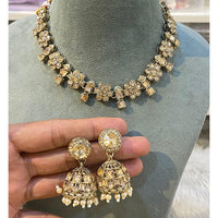 Hira Collection Elegant Crystal Stone and Pearl Necklace Set for Weddings & Festive Wear