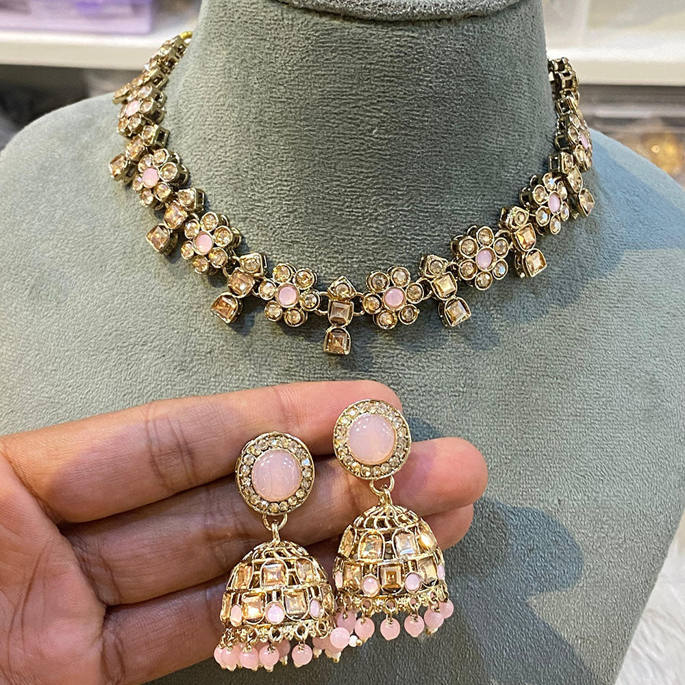 Hira Collection Elegant Crystal Stone and Pearl Necklace Set for Weddings & Festive Wear