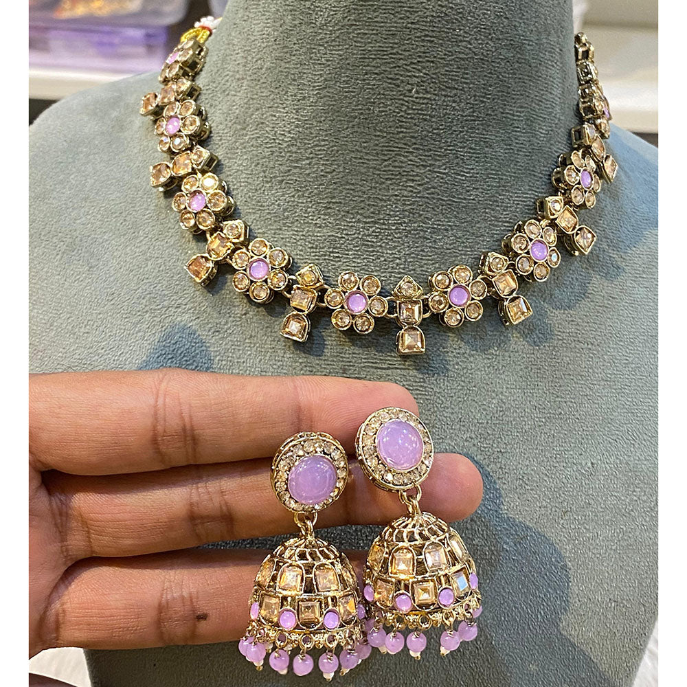 Hira Collection Elegant Crystal Stone and Pearl Necklace Set for Weddings & Festive Wear
