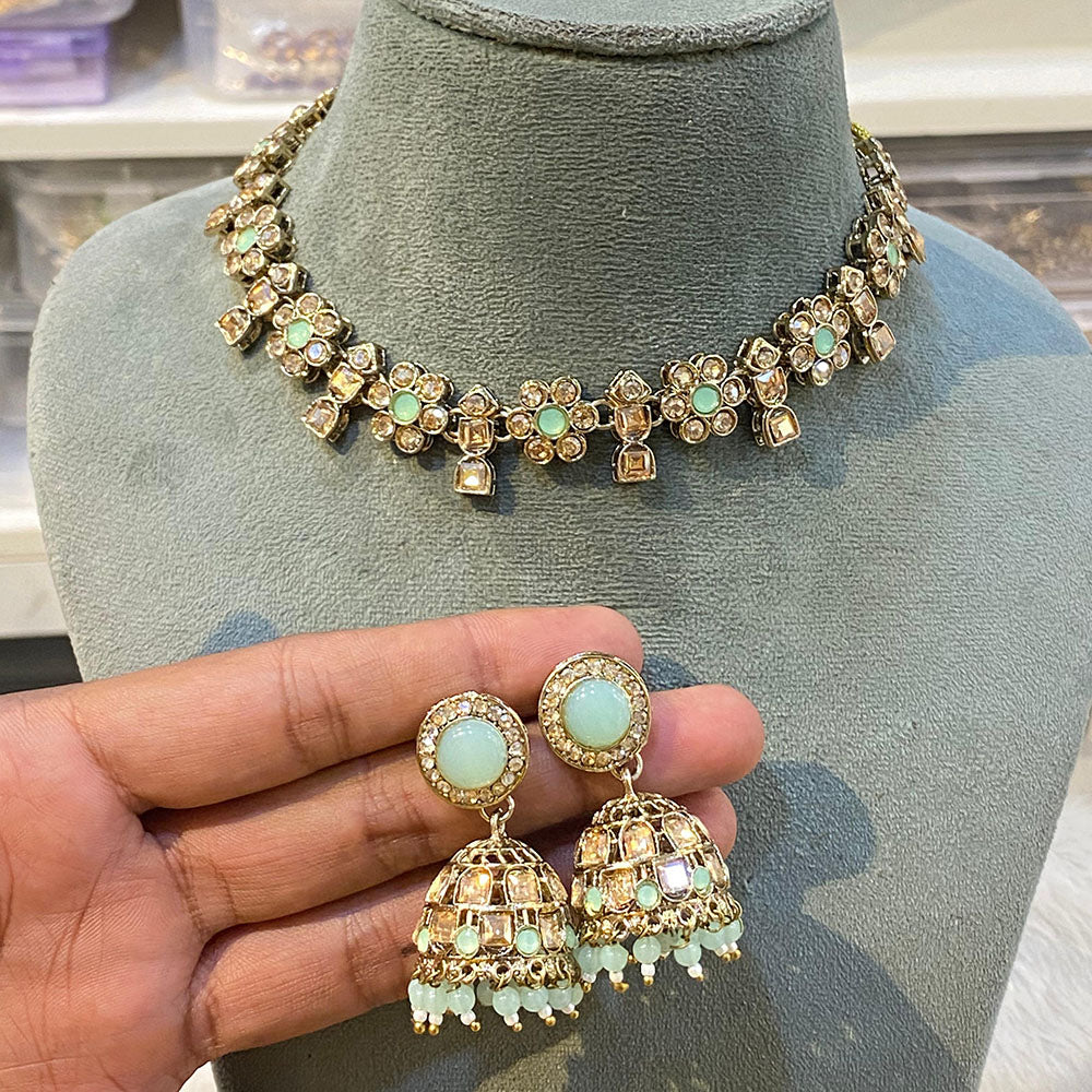 Hira Collection Elegant Crystal Stone and Pearl Necklace Set for Weddings & Festive Wear