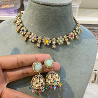Hira Collection Elegant Crystal Stone and Pearl Necklace Set for Weddings & Festive Wear