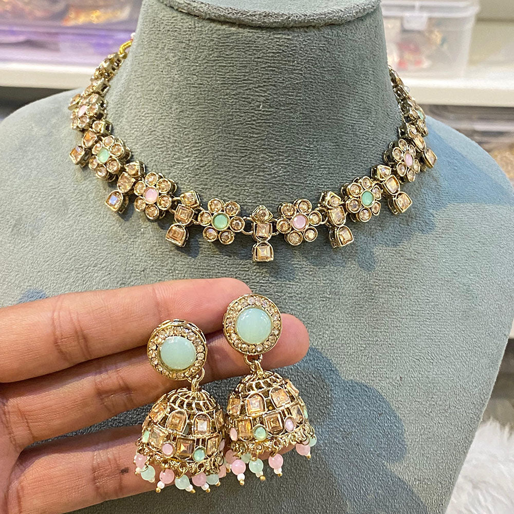 Hira Collection Elegant Crystal Stone and Pearl Necklace Set for Weddings & Festive Wear
