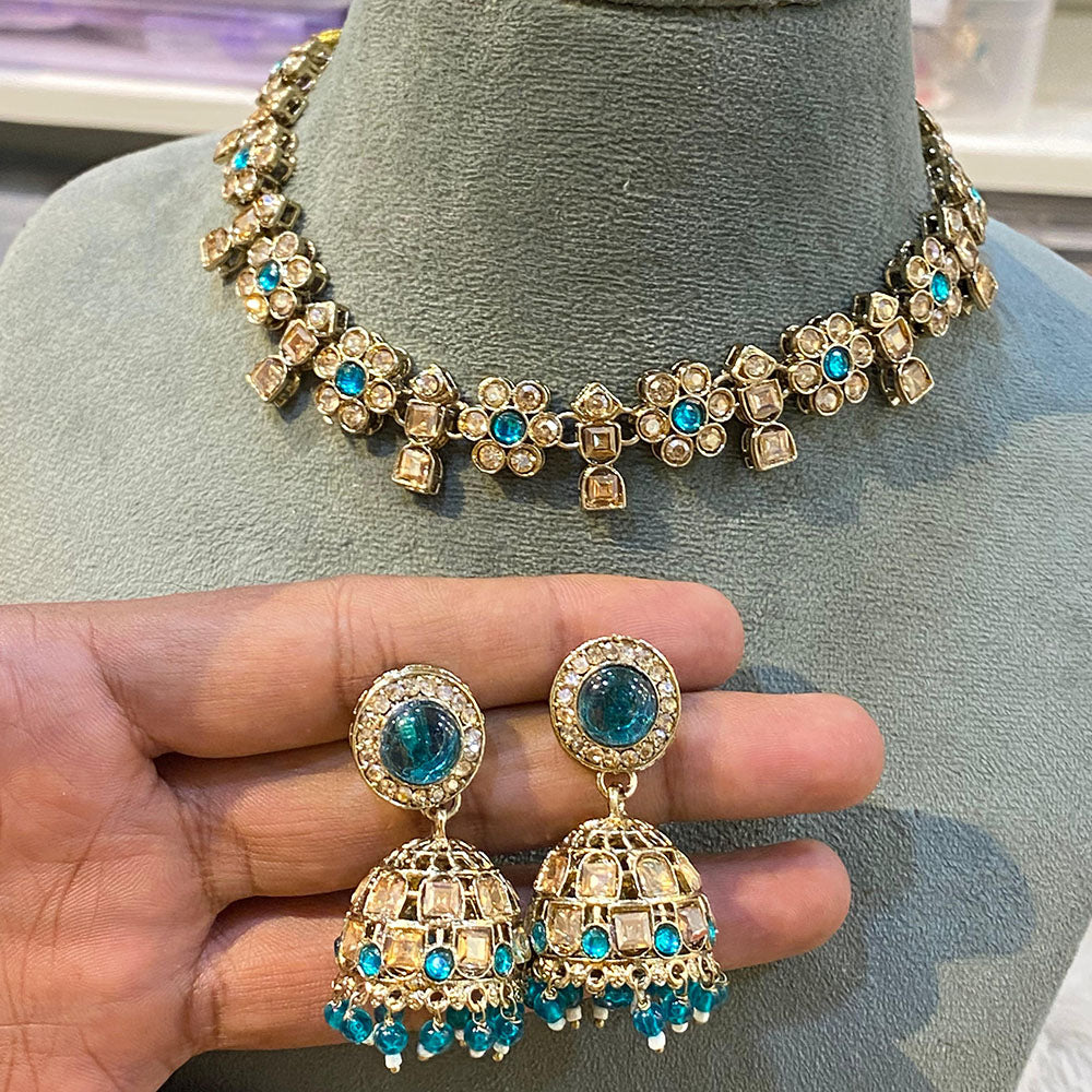 Hira Collection Elegant Crystal Stone and Pearl Necklace Set for Weddings & Festive Wear