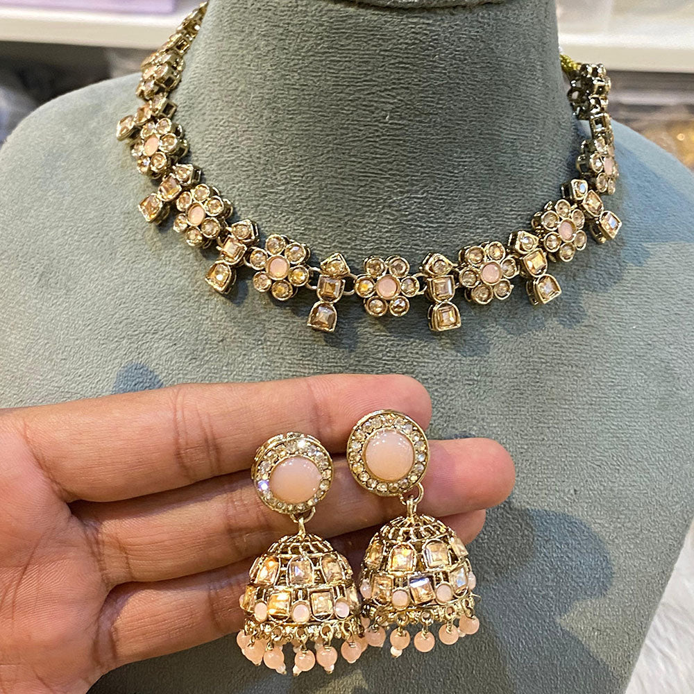 Hira Collection Elegant Crystal Stone and Pearl Necklace Set for Weddings & Festive Wear