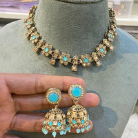 Hira Collection Elegant Crystal Stone and Pearl Necklace Set for Weddings & Festive Wear
