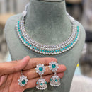Hira Collection Glamorous Rodium Plated Crystal Stone and Pearl Necklace Set for All Occassions