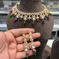Hira Collection Traditional Kundan And Beads  Necklace Set