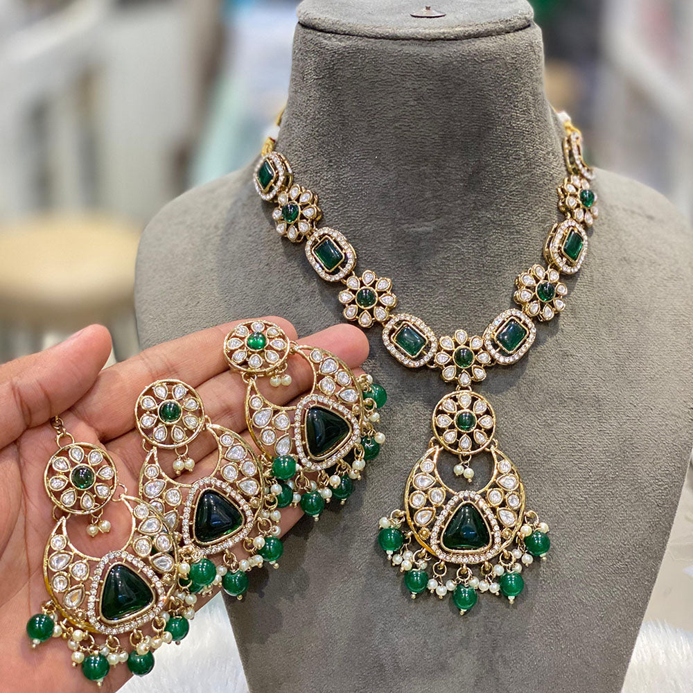 Hira Collections Designer Kundan And Pearl  Necklace Set Perfect for Weddings & Festive Occasions
