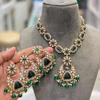 Hira Collections Designer Kundan And Pearl  Necklace Set Perfect for Weddings & Festive Occasions