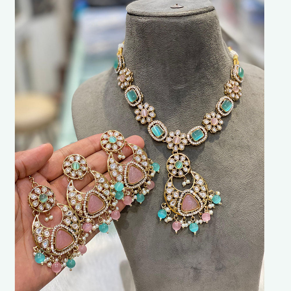 Hira Collections Designer Kundan And Pearl  Necklace Set Perfect for Weddings & Festive Occasions