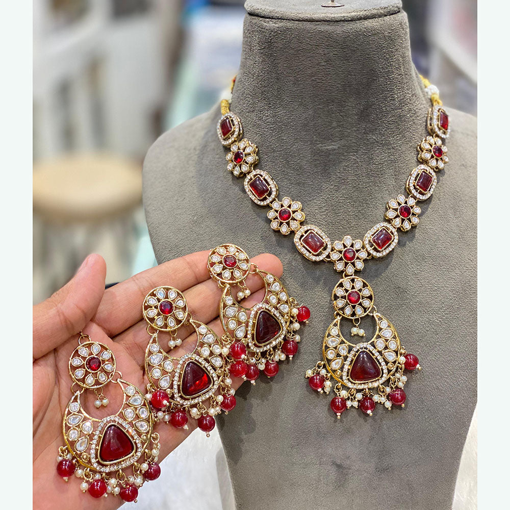 Hira Collections Designer Kundan And Pearl  Necklace Set Perfect for Weddings & Festive Occasions