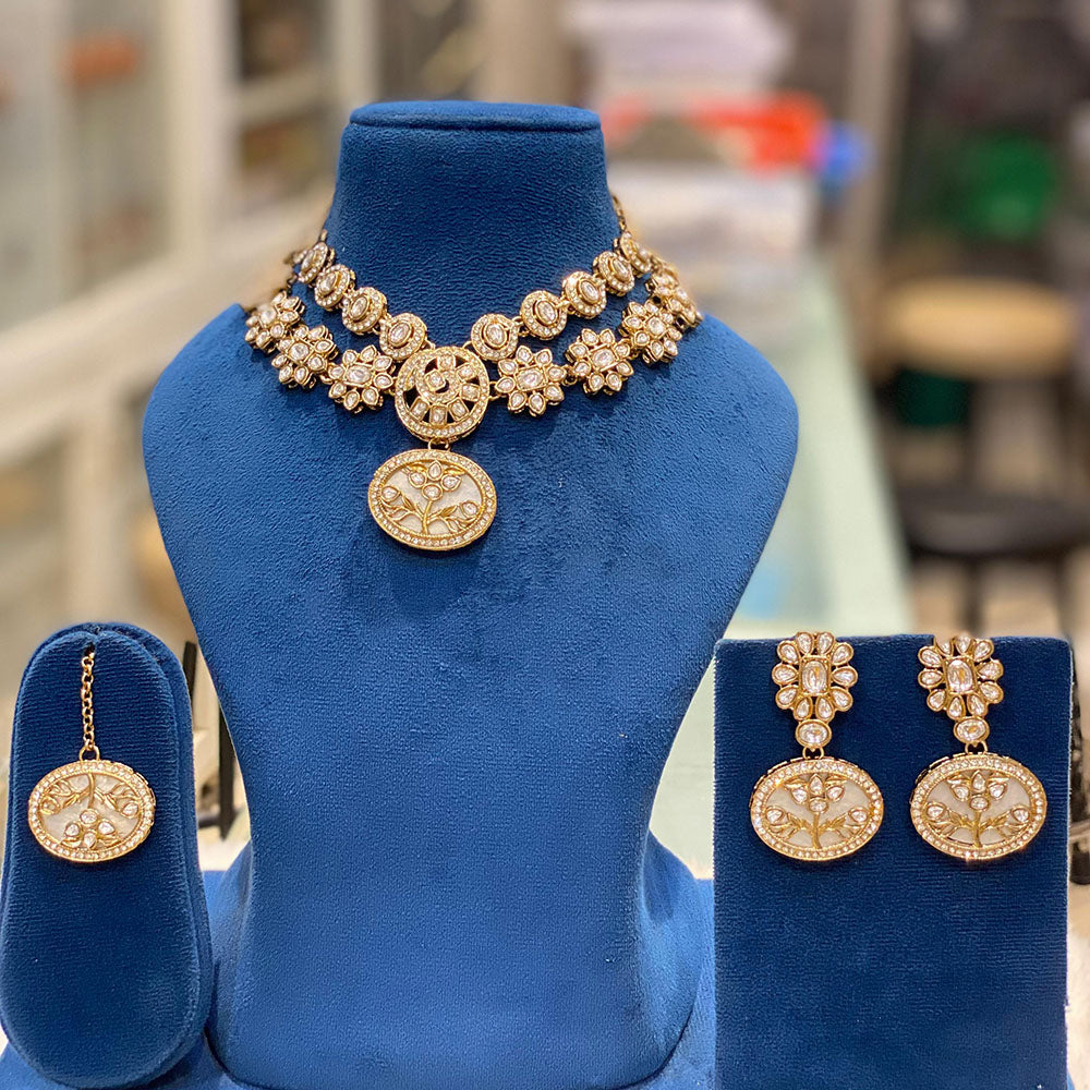 Hira Collections Exquisite Polki Kundan Necklace Set for Engagements and Special Celebrations