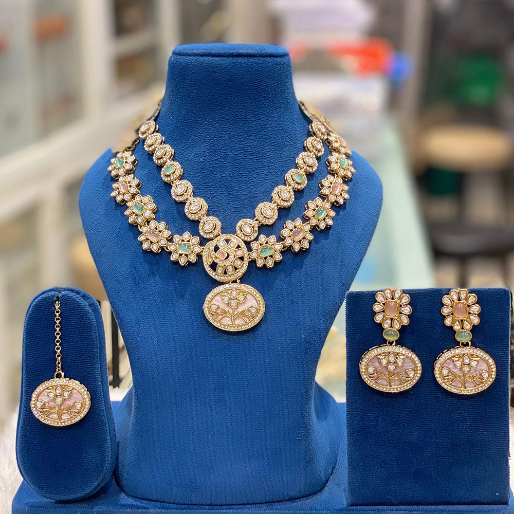 Hira Collections Exquisite Polki Kundan Necklace Set for Engagements and Special Celebrations