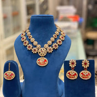 Hira Collections Exquisite Polki Kundan Necklace Set for Engagements and Special Celebrations